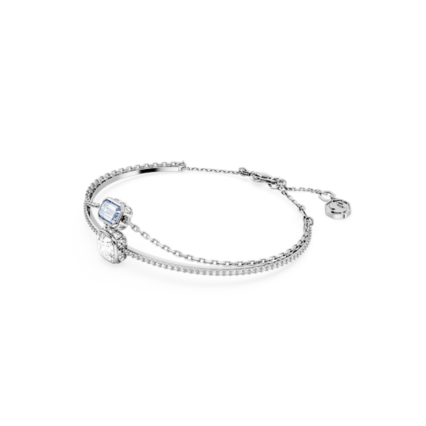 Swarovski Stilla Mixed Cuts Blue White Bangle Rhodium Plated **