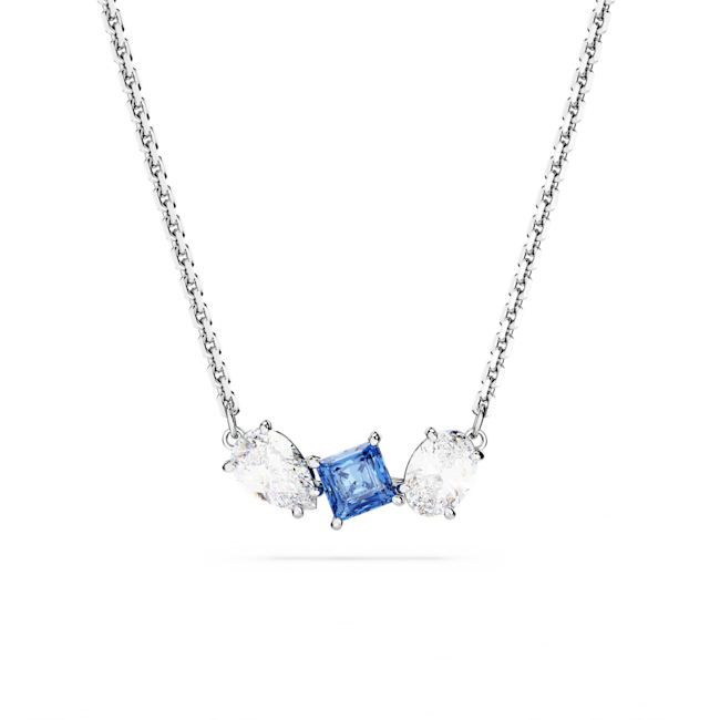 Swarovski Mesmera Mixed Cuts Blue Pendant Rhodium Plated