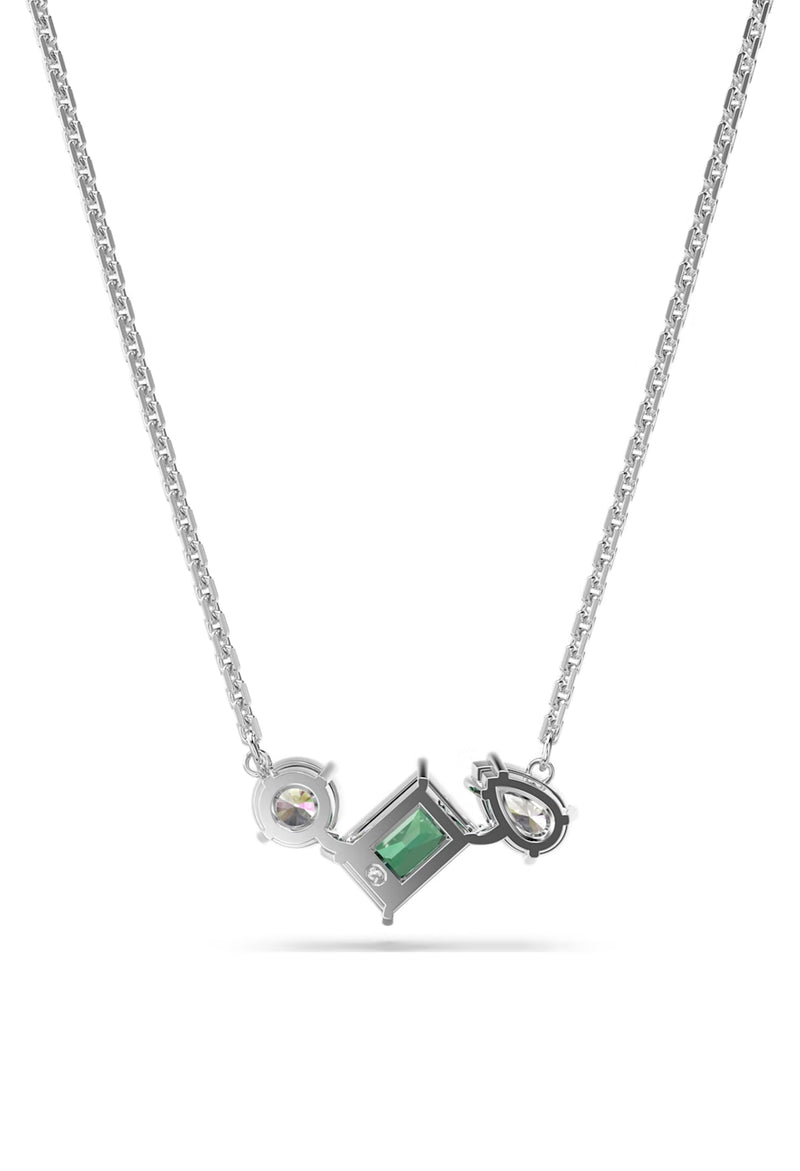 Swarovski Mesmera Mixed Cuts Green White Pendant Rhodium Plated