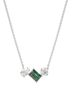 Swarovski Mesmera Mixed Cuts Green White Pendant Rhodium Plated