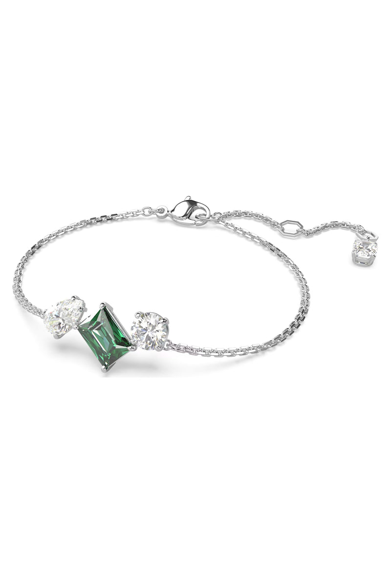 Swarovski Mesmera Mixed Cuts Green White Bracelet Rhodium Plated