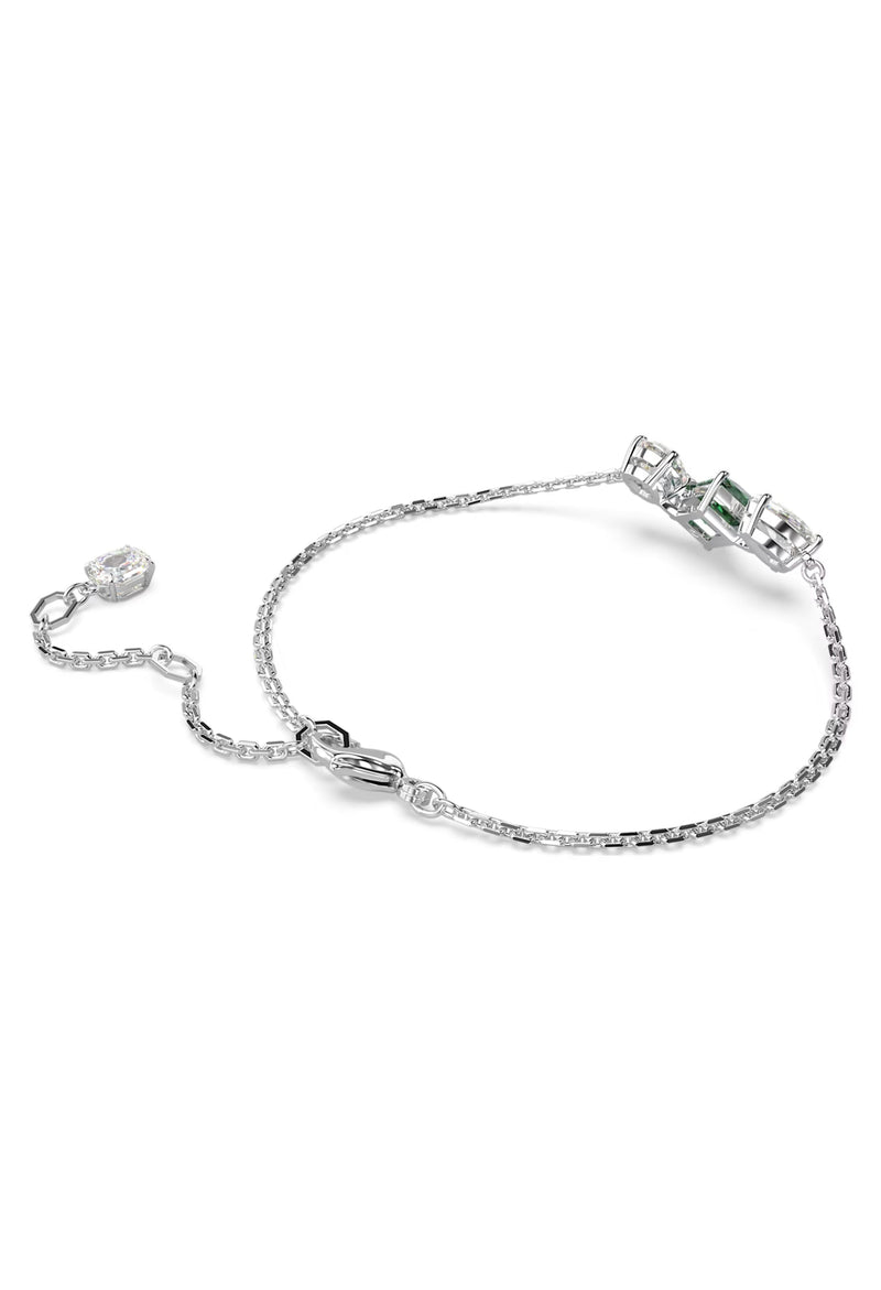 Swarovski Mesmera Mixed Cuts Green White Bracelet Rhodium Plated