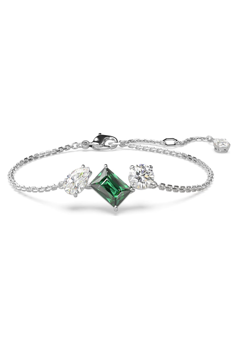 Swarovski Mesmera Mixed Cuts Green White Bracelet Rhodium Plated