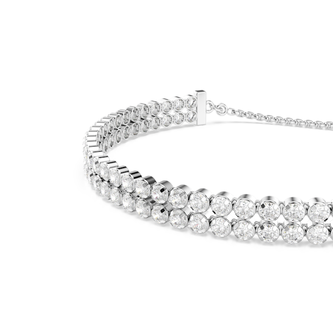 Swarovski Matrix Double Row Tennis Bracelet Rhodium Plated