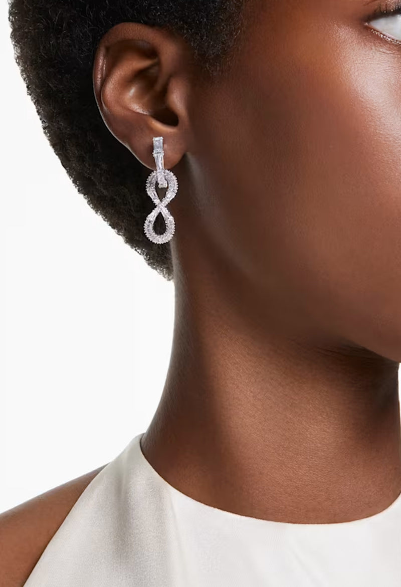 Swarovski Hyperbola Infinity Drop Earrings Rhodium Plated