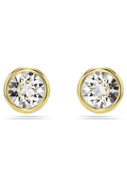 Swarovski Imber Round Cut Bezel Set Stud Earrings Gold Plated