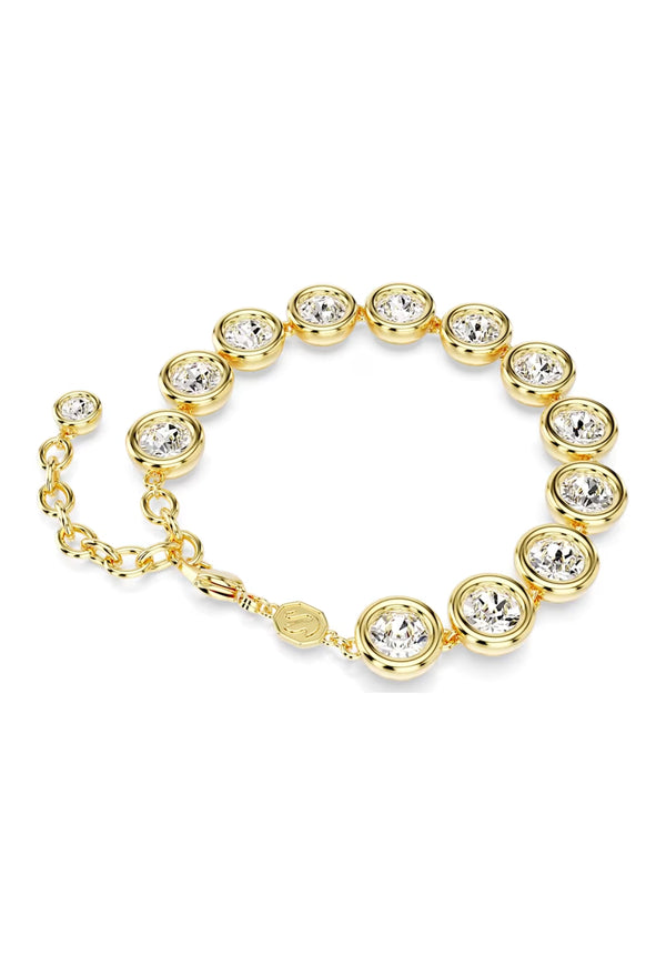Swarovski Imber Round Cut Bezel Set Tennis Bracelet Gold Plated