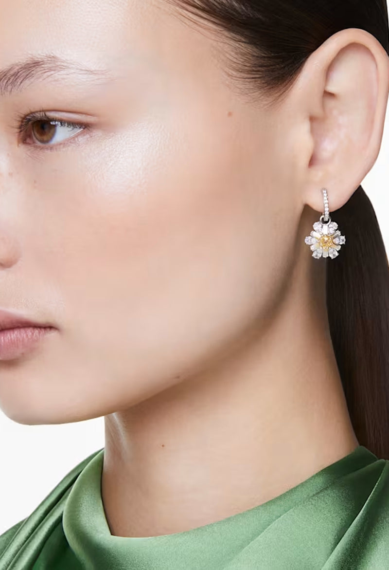 Swarovski Idyllia Flower Drop Earrings Rhodium Plated