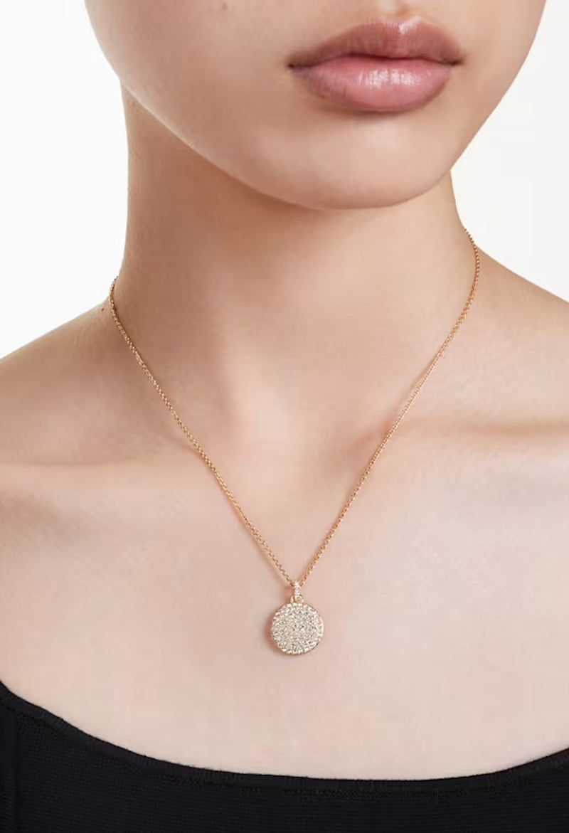 Swarovski gold circle necklace on sale