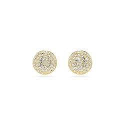 Gold plated Swarovski stud earrings with pave set crystals showcasing delicate design and craftsmanship.