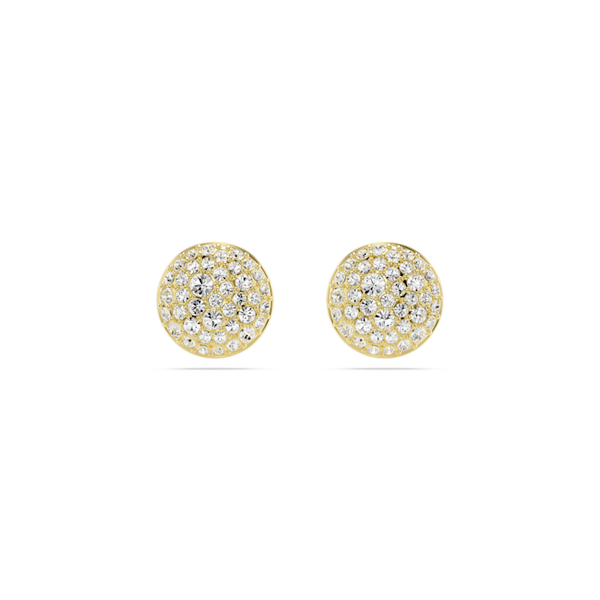 Swarovski Meteora Round Pave Set Stud Earrings Gold Plated *