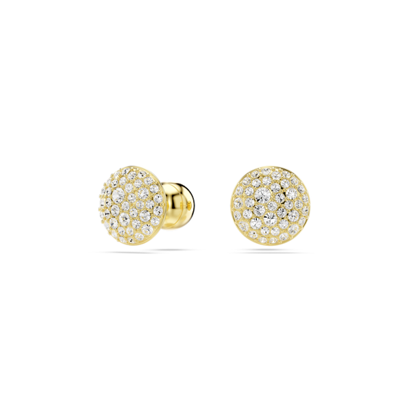 Swarovski Meteora Round Pave Set Stud Earrings Gold Plated *