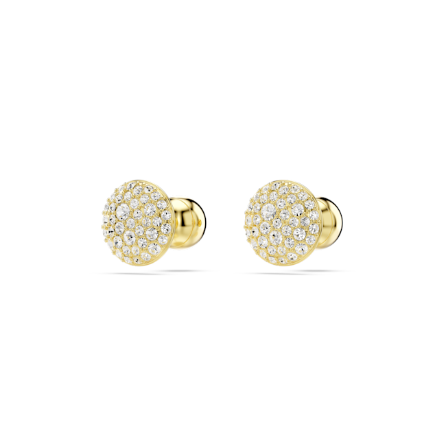 Gold plated Swarovski stud earrings featuring a dazzling pave crystal setting, showcasing the Meteora design.