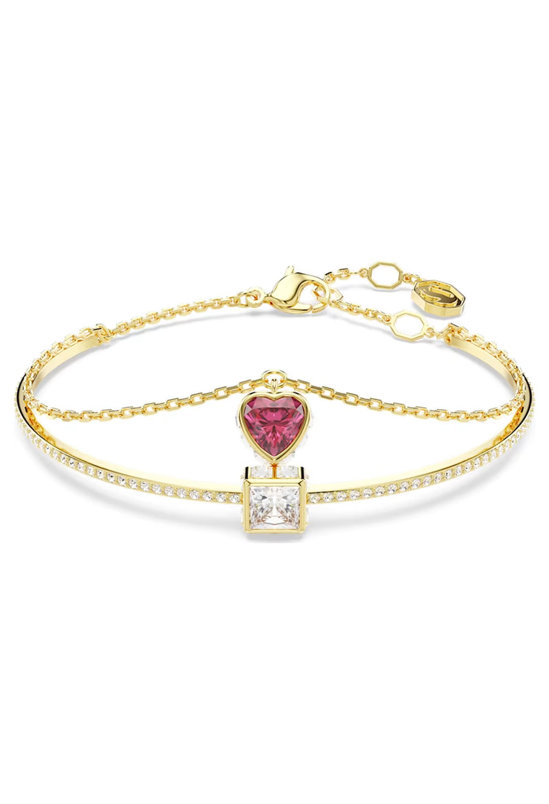 Swarovski Heart Red Stilla Bangle Gold Plated