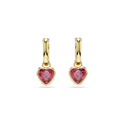 Swarovski Stilla Red Heart Drop Earrings Gold Plated