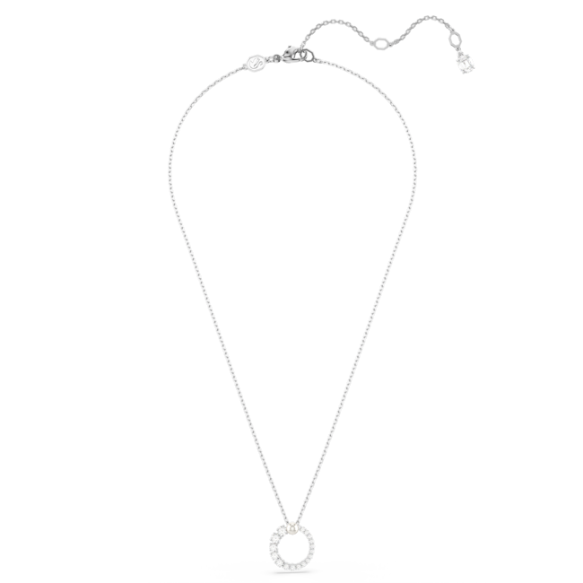 Elegant Swarovski crystal pendant necklace featuring a circle motif and rhodium-plated finish. Perfect jewelry gift.