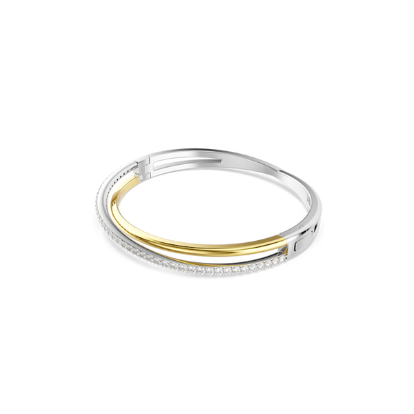 Swarovski Hyperbola Bangle, Round cut, White, Mixed metal