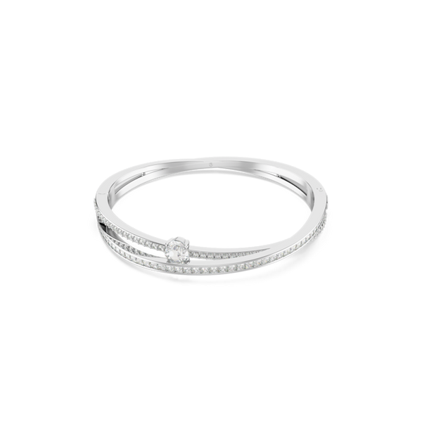 Swarovski Hyperbola Bangle, Mixed Cuts Crossover Bangle Rhodium Plated
