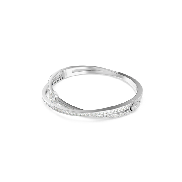 Swarovski Hyperbola Bangle, Mixed Cuts Crossover Bangle Rhodium Plated