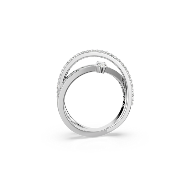 Swarovski Hyperbola Mixed Cuts Ring Rhodium Plated