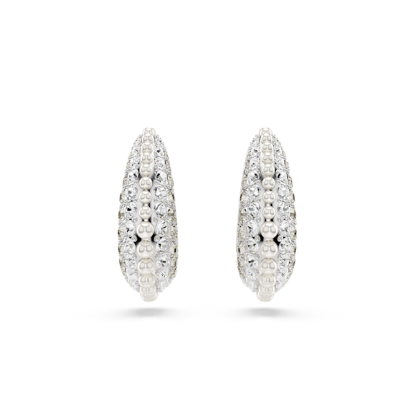 Swarovski Sublima drop earrings, Crystal pearl, Rhodium plated *