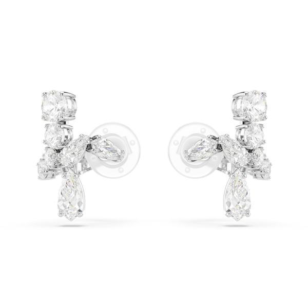 Swarovski Matrix. Mixed Cuts Clip On Earrings, Rhodium Plated