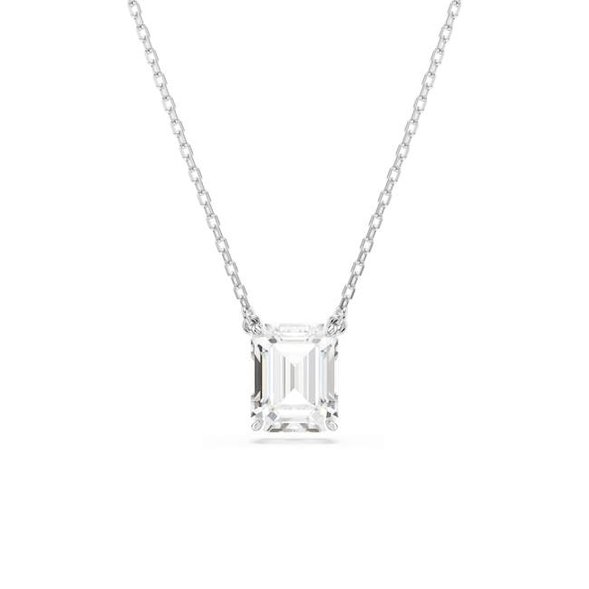 Swarovski Stilla Pendant, Octagon Cut, Rhodium Plated
