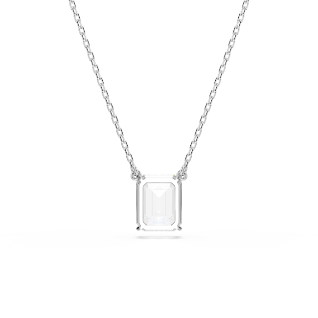 Swarovski Stilla Pendant, Octagon Cut, Rhodium Plated