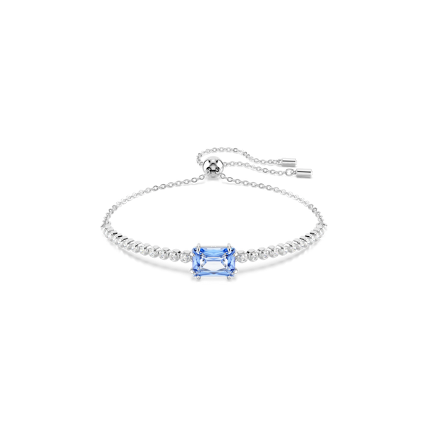 Swarovski Matrix Mixed Cuts Blue & White Bracelet Rhodium Plated