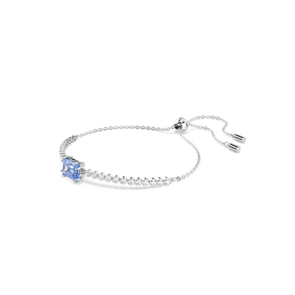 Swarovski Matrix Mixed Cuts Blue & White Bracelet Rhodium Plated