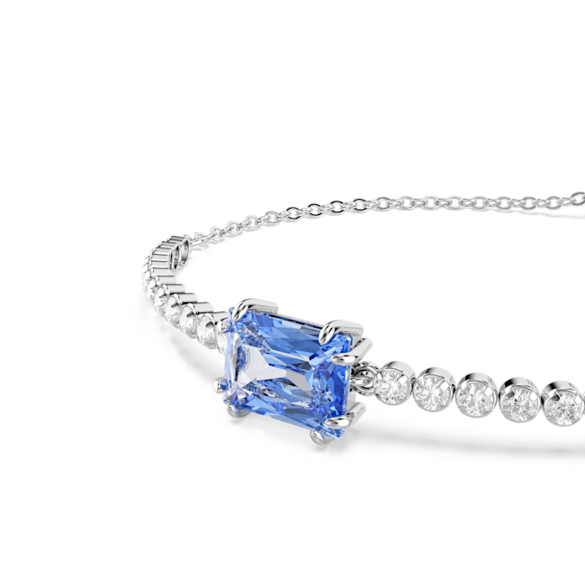 Swarovski Matrix Mixed Cuts Blue & White Bracelet Rhodium Plated