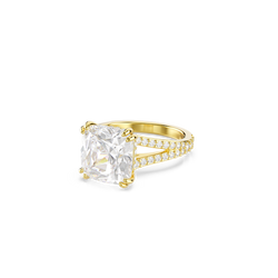 Swarovski Stilla Square Cut Cocktail Ring Pavé Gold Plated