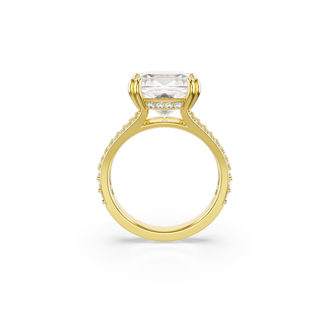 Swarovski Stilla Square Cut Cocktail Ring Pavé Gold Plated