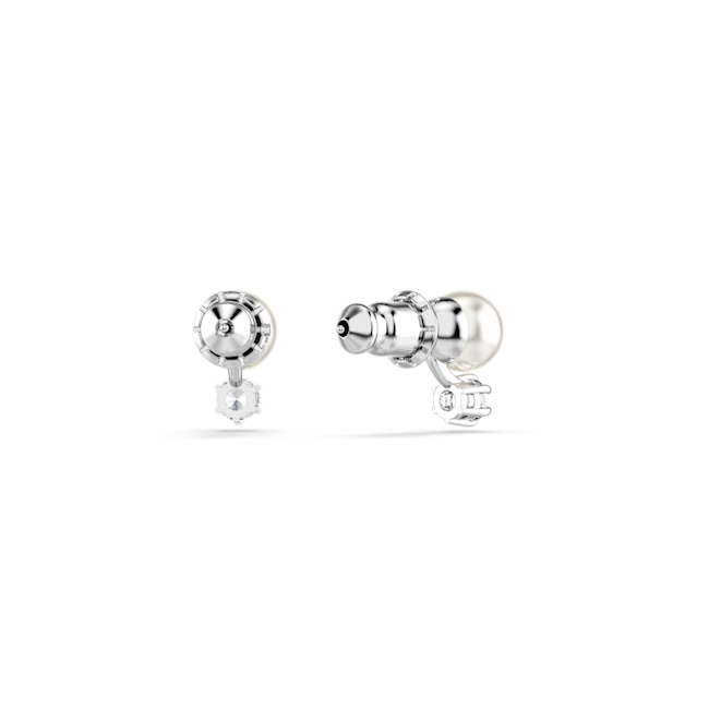 Swarovski Matrix Stud Earring, Crystal With Pearl, Rhodium Plated