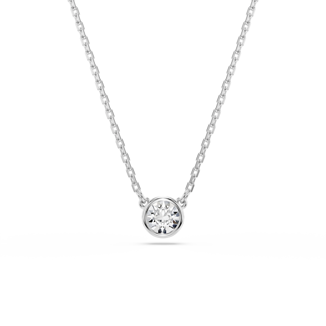 Swarovski Imber Round Cut Bezel Set Pendant Rhodium Plated