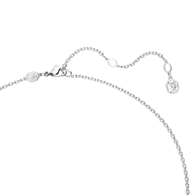 Swarovski Millenia: Blue Octagon Cut Pendant And Long Chain Rhodium Plated