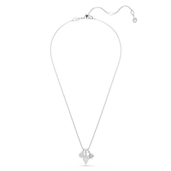 Swarovski Dextera Round Cut, Sphere and Cube Pendant Rhodium Plated **