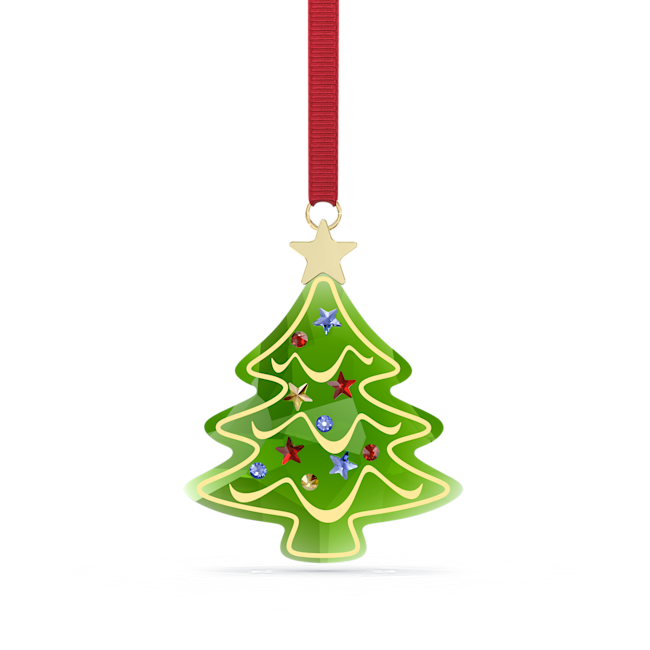 Swarovski crystal tree ornament with stars and gems, part of the Holiday Cheers collection.