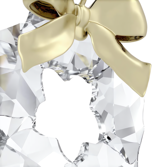 Holiday Magic crystal ornament showcasing a decorative wreath with a gold bow accent, capturing festive elegance.