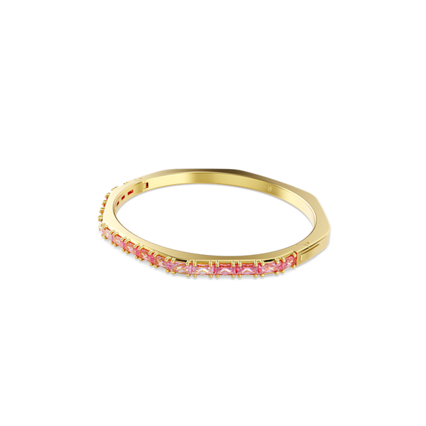 Swarovski Matrix Pink Baguette Cut Bangle Gold Plated