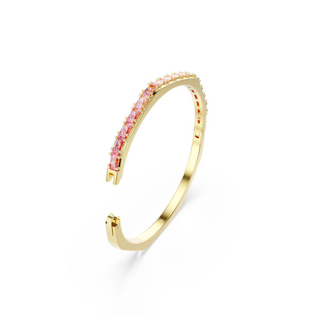 Swarovski Matrix Pink Baguette Cut Bangle Gold Plated