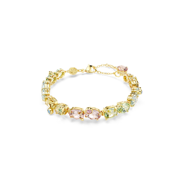Swarovski Gema Mixed Cut Multicoloured Tennis Bracelet Gold Plated