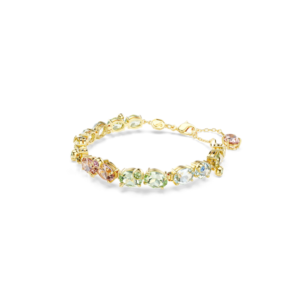 Swarovski Gema Mixed Cut Multicoloured Tennis Bracelet Gold Plated