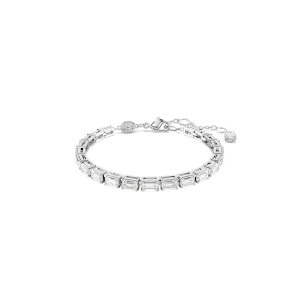 Swarovski Matrix Baguette Cut Tennis Bracelet Rhodium Plated