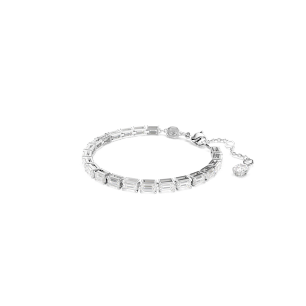Swarovski Matrix Baguette Cut Tennis Bracelet Rhodium Plated