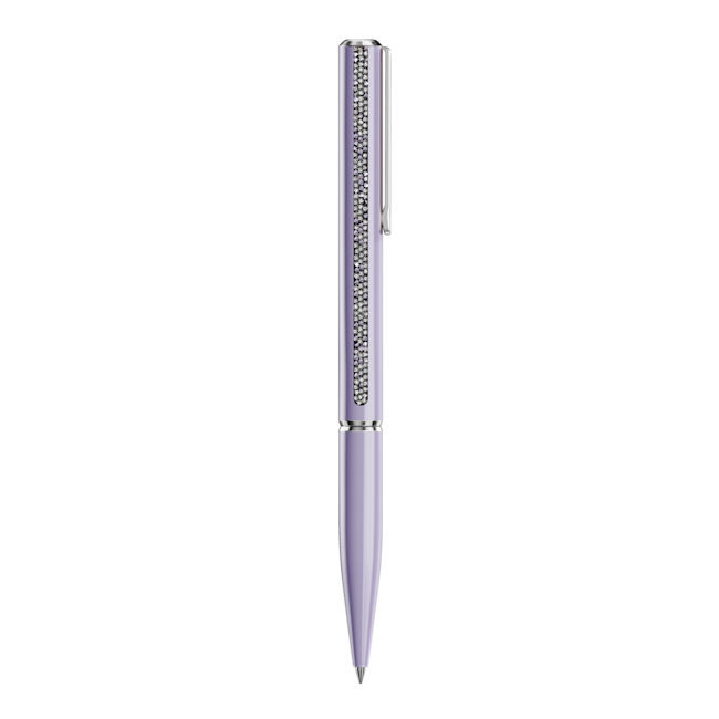 Close-up of the Swarovski Crystal Shimmer ballpoint pen in violet, showcasing its crystal embellishments and sleek design.