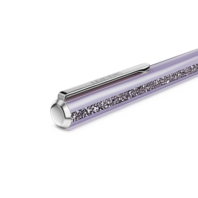 Close-up of the Swarovski Crystal Shimmer Glide Ballpoint Pen in violet, highlighting the crystal detailing and pen clip