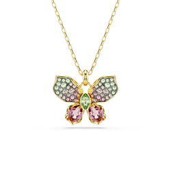 Swarovski Idyllia Mixed Cuts, Pave, Multicoloured Butterfly Pendant. Gold Plated