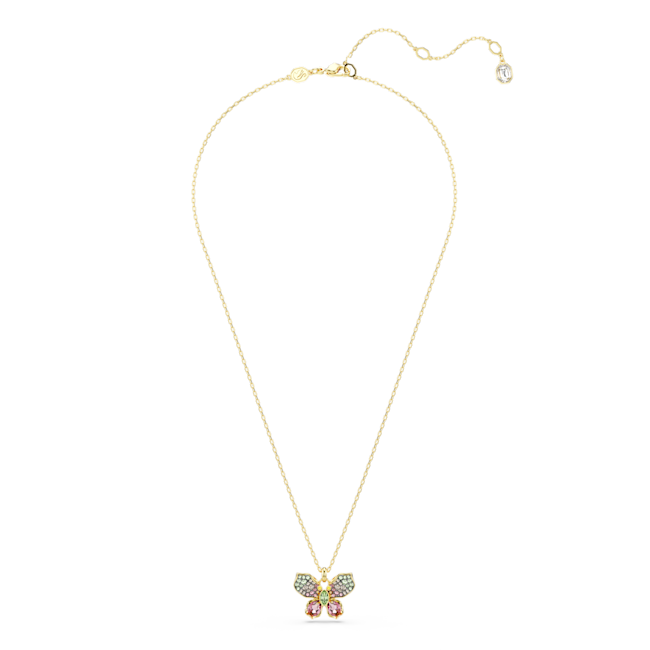 Swarovski Idyllia Mixed Cuts, Pave, Multicoloured Butterfly Pendant. Gold Plated