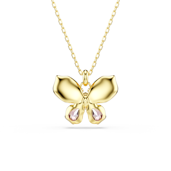 Swarovski Idyllia Mixed Cuts, Pave, Multicoloured Butterfly Pendant. Gold Plated